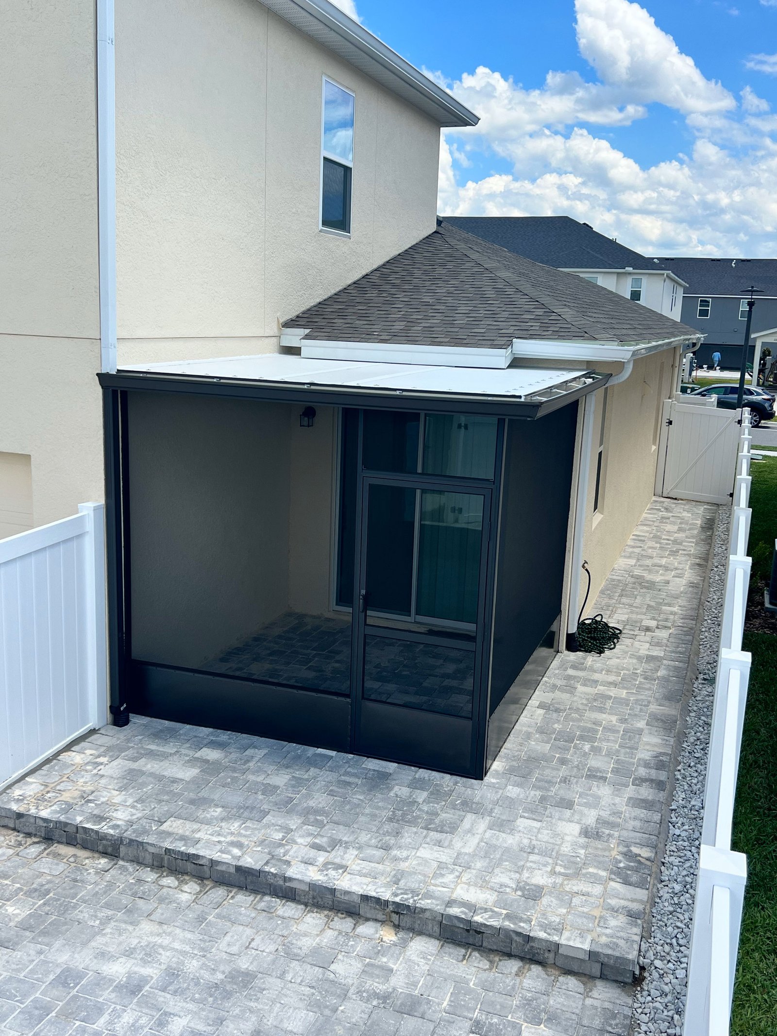Aerial photograph o a patio screen enclosure